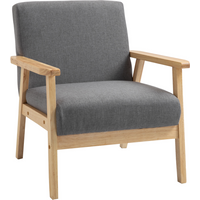 Linen Upholstered Pine Wood Accent Armchair Grey/Oak