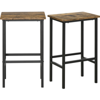 Set of 2 Kitchen Breakfast Bar Chairs with Footrest, Rustic Brown