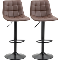 Set of 2, Adjustable Stools Swivel and Footrest for Home Pub Area, Brown
