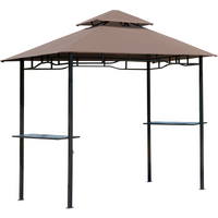 Outsunny 8ft Double-Tier Gazebo Grill Canopy Tent Shelter-Coffee