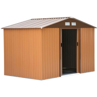 9x6 ft Metal Shed Khaki Storage Large Yard Store Door Container