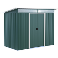 Pent Roofed Metal Shed Foundation Vent 260x133x200cm Sliding Door Green