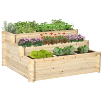 3 Tier Raised Garden Flower Box with 9 Grow Grids and Non-woven Fabric