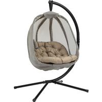 Hanging Egg Chair, Swing Hammock with Cushion and Stand, Khaki