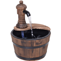 Outsunny Barrel Water Pump Fountain Rustic Wood Electric Water Feature Garden