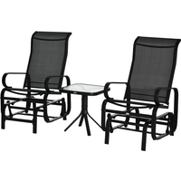 3 PCs Gliding Rocking Chair With Tea Table Smooth Rockers Sling Seat