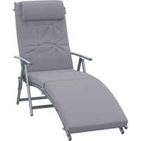 Outsunny Steel Frame Outdoor Garden Padded Sun Lounger w/ Pillow Grey