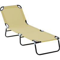 Reclining Lounge Chair with 3-Level Adjustable Backrest, Beige