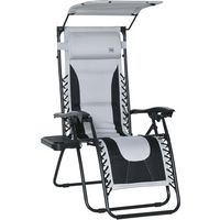Zero Gravity Lounger Chair, Shade Cover, Cup Holder Headrest Grey