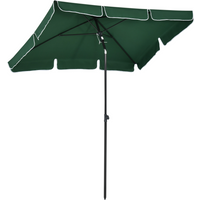 Aluminium Sun Parasol Garden Tilting Umbrellas Patio Rectangular, 2x1.25m, Green