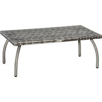 Rattan Coffee Table, Patio Wicker Table with All-Weather Grey