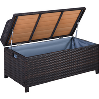 Rattan Garden Storage, 102Lx51Wx51H cm Brown / Cabinet Cushion Box Chest