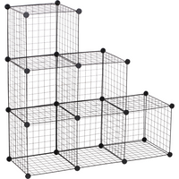 DIY 6 Cube Wire Storage Cabinet Organiser, 111L x 37W x 111Hcm-Black