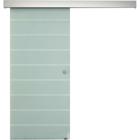 Tempered Sliding Barn Door Kit Aluminum-alloy Rail Frosted Glass