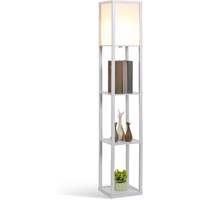 4-Tier Floor Lamp, Floor Light with Storage Shelf, White 3-Tier