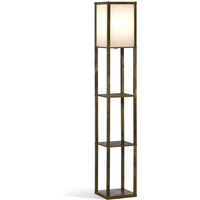 4-Tier Floor Lamp, Floor Light with Storage Shelf, Brown 3-Tier
