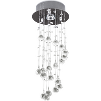 Crystal Chandelier, Spiral Rain Drop-Silver/Crystal