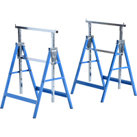 Set Of 2 Steel Adjustable Saw Horses Telescopic Builders Trestle/Bench