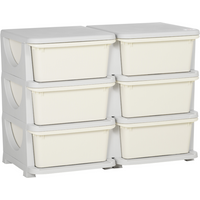 Kids Storage Unit Toy Box Vertical Dresser with Six Drawers - Cream HOMCOM