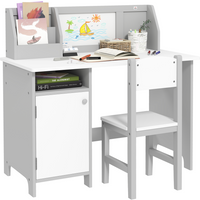 Two-Piece Childrens Table and Chair Set w/ Whiteboard Storage - Grey