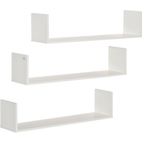 Set of 3 Wooden Floating Shelves Wall Mount CD DVD Display White HOMCOM