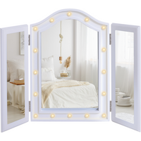 Lighted Tri-Fold Vanity Mirror Large Cosmetic Mirror LED Lights White