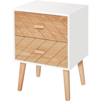 Nordic Style 2 Drawers Side Cabinet Wooden Bedside Table Storage Chest