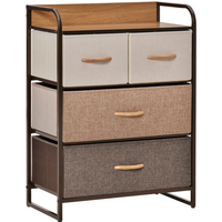 HOMCOM Closet Dresser, Dresser Tower 4 Easy Pull Fabric Drawer Steel Frame