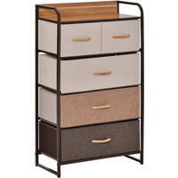 HOMCOM Closet Dresser, Dresser Tower With 5 Linen Fabric Drawers Steel Frame