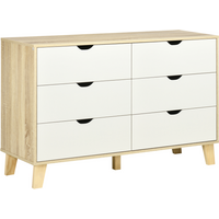 Chest of Drawers, 6 Drawer Unit Storage Chest Bedroom White and Brown