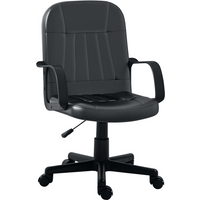 HOMCOM PU Leather Office Chair Swivel Mid-Back Computer Desk Chair, Black