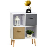 70 x 56cm Freestanding 4 Cube Storage Cabinet Unit Bookcase w/ 2 Drawer