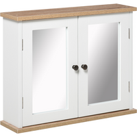 kleankin Bathroom Mirror Cabinet Wall Mounted Storage Cupboard W/ Double Door
