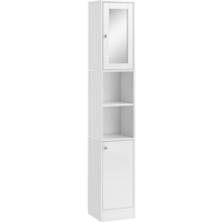 kleankin Bathroom Floor Storage Cabinet with Mirror and Shelves Tallboy Unit