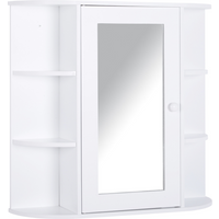 Wall Mounted Bathroom Cabinet w/ Mirror Single Door Storage Shelves HOMCOM