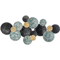 HOMCOM Minimalist Metal Wall Art Circle Home Hanging Wall Sculpture, Blue