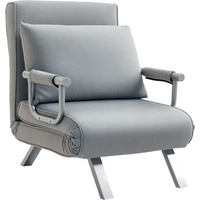 Sofa Bed Foldable Portable Armchair Sleeper Lounge Pillow Light Grey