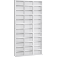 HOMCOM CD DVD Media Storage Shelves Display Shelf Racks Wooden Frame White
