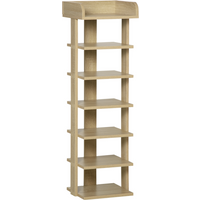 7 Tier Shoe Rack Organizer Storage Shelf Wooden Display Cabinet Oak