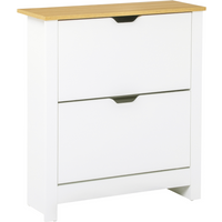 HOMCOM 12-Shoe Storage Cabinet 4 Shelves 2 Drawers Tabletop 4 Legs White