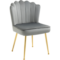 Velvet-Feel Shell Luxe Accent Chair Home Bedroom Lounge Metal Legs Grey