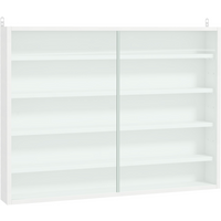 5-Tier Wall Display Shelf Unit Cabinet w/ Shelves Glass Doors White