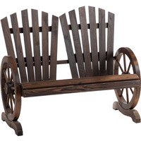 2 Seater Garden Bench w/ Wheel-Shaped Armrests Carbonized colour Outsunny