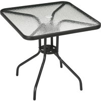 Square Patio Table, Tempered Glass Top Garden Dining Table 76 x 76cm Outsunny