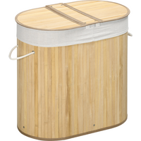 100L Bamboo Laundry Basket w/ 2 Compartments Washing Baskets Natural HOMCOM