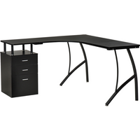 L-Shaped Corner PC Desk Table w/ Drawer Home Office Workstation, Black HOMCOM