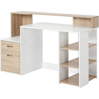 Multi-Storage & Workstation Desk Table Storage Shelves Home Office Oak HOMCOM