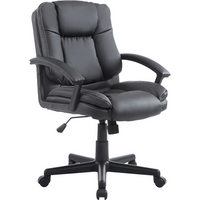 Swivel Executive Office Chair Mid Back PU Leather Chair w/ Arm, Black HOMCOM