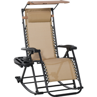 Folding Recliner Chair Outdoor Lounge Rocker Zero-Gravity Seat w/ Adjustable