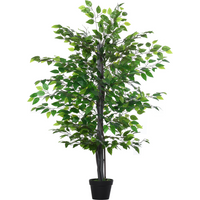 145cm Artificial Banyan Plant Faux Decorative Tree Cement Pot Outsunny